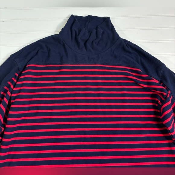Lauren Ralph Lauren Turtleneck Sweater 3/4 Sleeve Red Navy Stripe Womens Size L - Picture 10 of 14